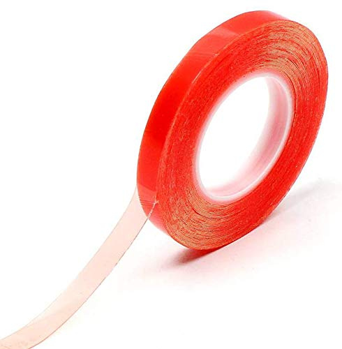 3 mm bred dubbelsidig extra stark självhäftande tejp (50 m, röd)