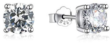 Ohrringe 925 Sterling Silber mit Zirkonia Diamant Form Allergiefrei für Damen Herren (4 mm)