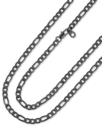 ChainsHouse Halskette für Herren Figaro Kette Schwarz Damen Kette ohne Anhänger Herren Figarokette Edelstahl Halskette Männer Glieder-Halskette 4mm Schwarz Gliederkette 66cm Halsschmuck für Party