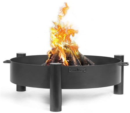 Cook King Haiti Feuerschale 70 cm - BBQ Feuerschalen für den Garten - Feuerstelle Outdoor & Feuertonne - Terrasenofen aus Legierter Stahl - Feuerkorb für den Garten - Holzofen Mit Füße - 70x70x30cm