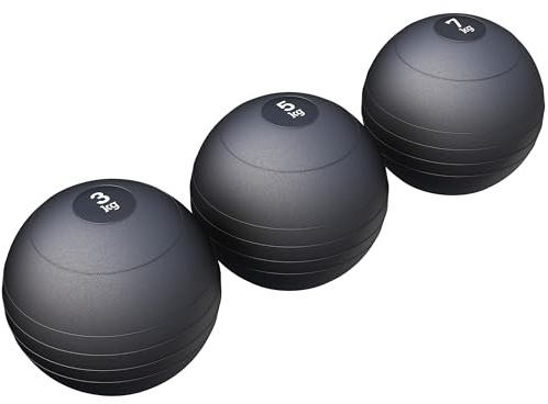 GORILLA SPORTS® Slam Ball 3–20 kg, Einzel/Set, griffig, rutschfest, Schwarz | Mit Sand und Luft gefüllt für Ganzkörper-, Kraft- und Ausdauertraining; Gewichtsball, Fitnessball, Medizinball, Trainingsball
