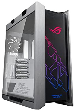 ASUS ROG Strix Helios GX601 White Edition RGB Boîtier d'ordinateur pour Cartes mères ATX/EATX avec Verre trempé, Cadre en Aluminium, Supports GPU, Support de radiateur 420 mm et synchronisation Aura