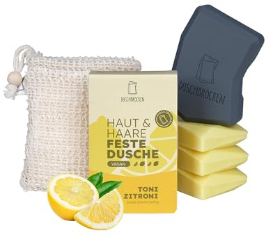 Duschbrocken 3er-Set Duschseife mit Verpackung [2in1] Festes Shampoo, 300g