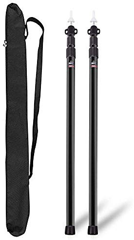 Umisu Lot de 2 Pièces Support de Tente Poteaux de Bâche Barre en Aluminium Télescopique 2.3 Mètres Voile d’Ombrage pour Camping Vacances Accessoire de Tente Auvent Noir