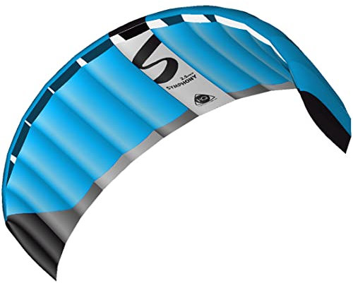 HQ Design Lenkmatte Lenkdrache Symphony Pro Zweileiner Matte Drachen für Kinder und Erwachsene inkl. Dyneemaschnüre auf Winder+Schlaufen 2-6 Bft (2.5 Neon Blue)