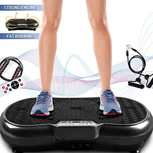 bigzzia Vibration Platform with Rope Skipping, Whole Body Workout Vibration Fitness Platform Massage Machine for Home Training and Shaping (BLACK)