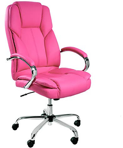 TPFLiving Bürostuhl Dallas (Pink) – mit hoher Rückenlehne und Lordosenstütze – bis zu 150kg Tragfähigkeit – gepolsterter und ergonomischer Premium Schreibtischstuhl für Büro & Homeoffice
