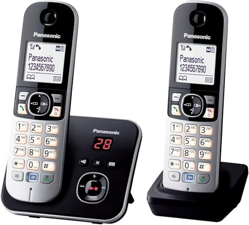 Téléphone fixe sans fil Duo Panasonic KX TG6862 Noir et argent