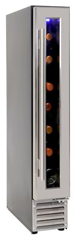 Koolatron 7 Bottle Slim 6 Inch Built-In Under-Counter Wine Fridge, Stainless Steel Door Frame Wine Cooler