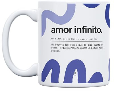 UO Taza de regalo con mensaje Amor infinito Definición, regalo para parejas, regalo original de San Valentín, 350 ml, cerámica