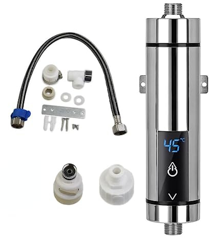 Chauffe-Eau Électrique Instantané Domestique Petite Douche Type Chauffe-Eau Électrique 220V 3500W Convient pour Une Installation Sur-Évier/Sous-Évier