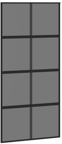 vidaXL Porta Scorrevole Nera 102,5x205 cm Vetro Temperato e Alluminio