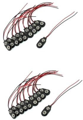 OSALADI 20 Piezas Conector de batería 9v Clip de batería de 9v Conector de batería de 9v Clip de batería con Cable 10cm botón
