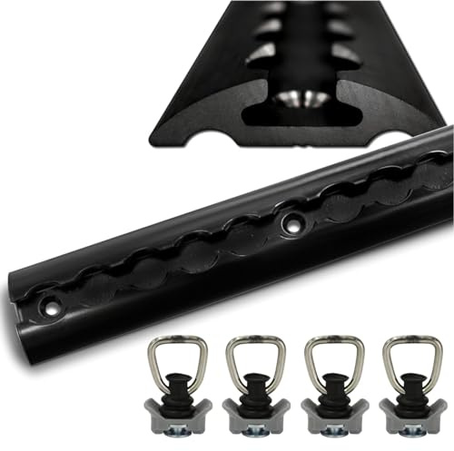 Airlineschienen schwarz aus Aluminium halbrund Airlineschiene pulverbeschichtet zur Ladungssicherung für PKW, LKW, Anhänger, Wohnmobile usw. - Zurrschiene - Zurrleiste (1x 2 Meter 4 Fittinge)