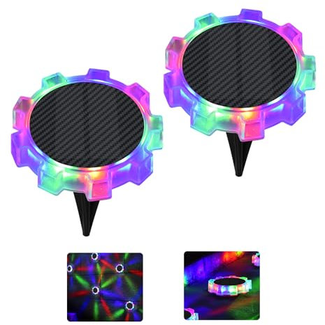 AVANLO Solarlampen für Außen Bunte - 2 Stück Solar Bodenleuchten Aussen, RGB 9 LED Lichter 4 Modi Solarlampen IP65 Wasserdicht Solarleuchten für Außen Rasen Garten Beleuchtung Weihnachtsdeko