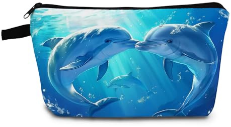 YULUENZE Dolphin Print Small Cosmetic Bag