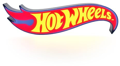 Hot Wheels Logo-Licht – Offiziell lizenziertes Renn-Logo-Ikonen-Nachtlicht, Rennstrecken-Spielzimmer-Dekoration und Geschenk für Jungen und Mädchen, Spielzeugauto und Schlafzimmer-Zubehör und