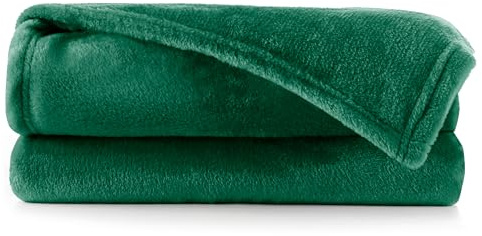 DecoKing Coperta in microfibra, 220 x 240 cm, morbido, colore: verde bottiglia