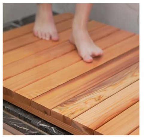 QWEASDF Bambus Badematte, Duschmatten，rutschfeste Duschmatte für Badewanne, Dusche, Sauna, Indoor & Outdoor, Natur，Verschiedene Formen können individuell angepasst Werden(W40xL70cm/W16xL28in)
