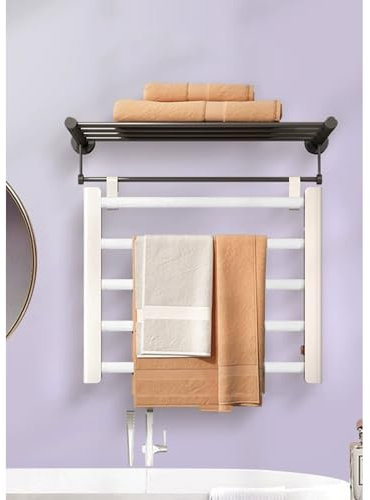 Scaldasalviette elettrico da parete, portatile, riscaldamento, per bagno, spa, design libero, ideale per accappatoio, coperta, pigiama Sakura, bianco