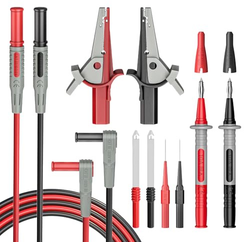 Cleqee Multimeter Test Leads Kit 10PCS Test Cable Probes | 4mm Banana Plug, Alligator Clips, Wire Piercing Probes, For Electrical Testing 1000V 10A