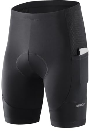 BERGRISAR Radlerhose Herren Fahrradhose Radhose 4D Gepolstert Atmungsaktive Stoßfeste Hose für MTB Rennrad Trail Schwarz X-Large