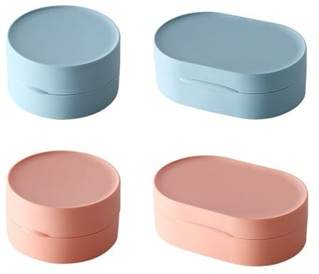 OVDGWC Boîte À Savon en 4 Parties, Boîte De Savon Simple Créative, Boîte À Mémoire Multifonctionnelle, Petits Conteneurs De Savon, Boîte À Savon De Voyage Confortable, Boîte À Savon en Plastique