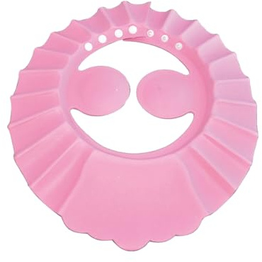 Verstellbare Duschmütze mit Ohrenschutz für Kinder Rosa | Eva, Kopfumfang 40 bis 55cm, mit Knöpfen und Zwei Ohrpolstern, für Baden und Haarschnitt