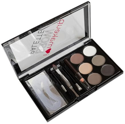 Lot de 1 poudre à sourcils portable pour sourcils avec pinceau et pochoirs pour formes naturelles de sourcils pour la maison