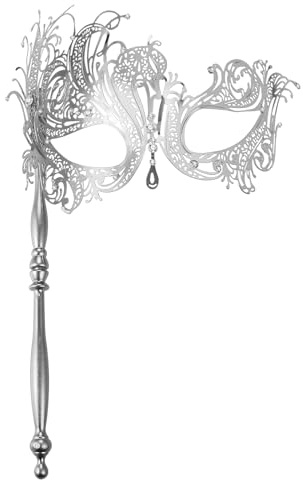 JewelryWe Masque Bal Masqué Femme avec Bâton Amovible: Demi-Masque Vénitien Métallique avec Strass,Design Élegant et Mystérieux pour Déguisement,Carnaval,Soirée,Halloween,Cosplay,Mariage et Mascarade
