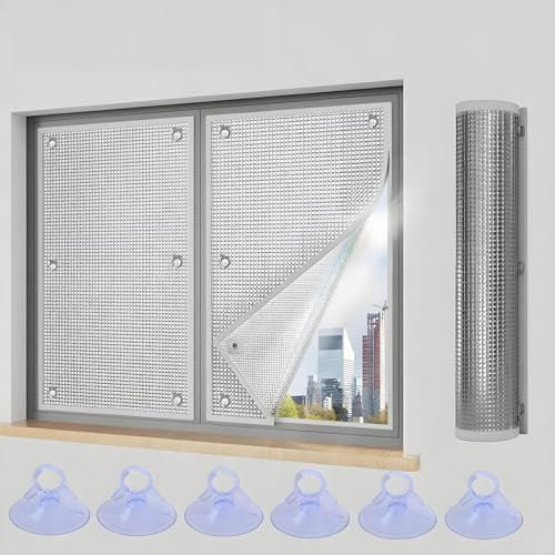 Bedroom Bathroom Privacy Window Film, Aluminum Foil Blackout Window Tint Sticker, Glass Decorative Barrier, Sun Blocking Heat Control Window Coverings, Sun Visor(Gray,60x120 cm)