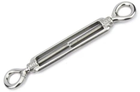 Tenditore a Vite Tipo OC con Gancio e Occhiello, in Acciaio Inox 304, for impieghi gravosi, for ferramenta da Vela, for Fune Metallica.(Type2 O-O,M10)