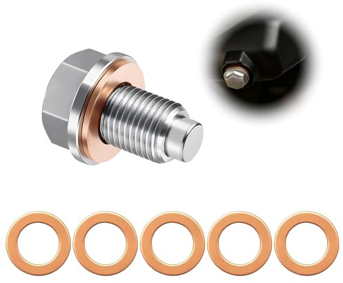 Jetstream Bouchon Vidange Huile Moteur, Bouchon de Vidange d'Huile, Boulon de Vidange en Acier Inoxydable avec Joint Torique en Cuivre pour Carter d'Huile de Moteur Automobile (m14x1.5)