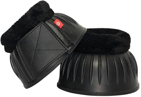 Imperial Riding Hufglocken IRH Bells aus Naturkautschuk, stoßdämpfend und scheuerfrei, mit weichem Rand, sicherem Klettverschluss, robuste Pferde-Hufglocken für Training, Koppel, Schwarz, S
