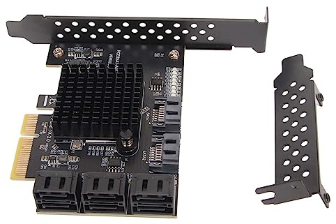 Tarjeta SATA de 8 Puertos, Tarjeta de expansión PCIE a SATA 3.0, Disco de de Arranque Intercambiable en Caliente con Deflector Corto, Ancho de Banda de 6 GB/s para Linux para NAS