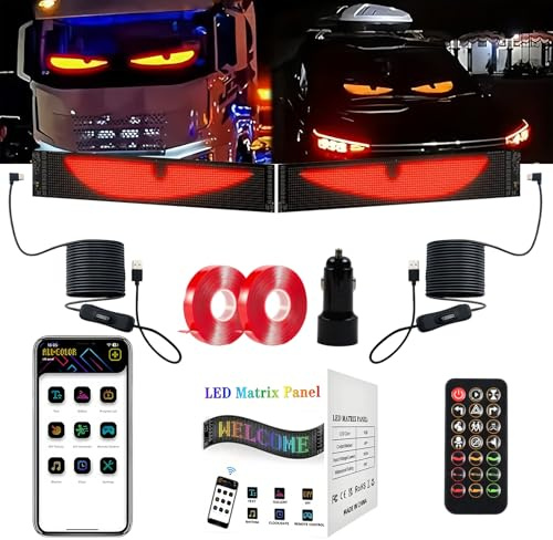 Gemsaya 2PCS Flexibler LED Anzeigetafel, 12 x 59.5 cm LED Laufschrift Programmierbar, Bluetooth Smart App LED-RGB-Panel, Scrolling Personalisiert LED Matrix Panel mit Fernbedienung