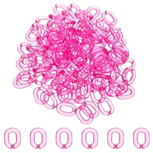 QUARKZMAN 100 STK Acryl Verbindungsringe 20mm Ovale Verbindungskette Schnellverbinder Offene Kettenglieder Für Kettenherstellung Schmuck Armband Halskette Taschen DIY Transparent Rosarot