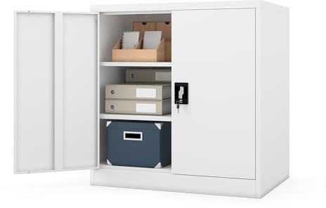 Jan Nowak Metallschrank abschließbar Büroschrank Werkstattschrank Dokumentenschrank Ordnerschrank kompakt aus Stahl 93 x 90 x 60 cm mit verstellbaren Regalböden, Aktenschrank