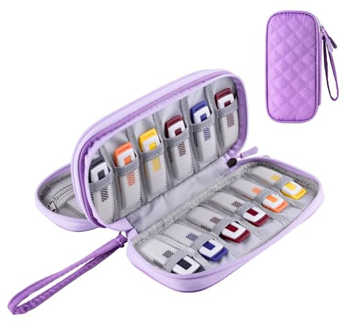 Flash Drive Case USB Storage Case, Portable Organizer Holder for Thumb Drives, Memory Sticks, Jump Drives with 18 Slots (Lavender)