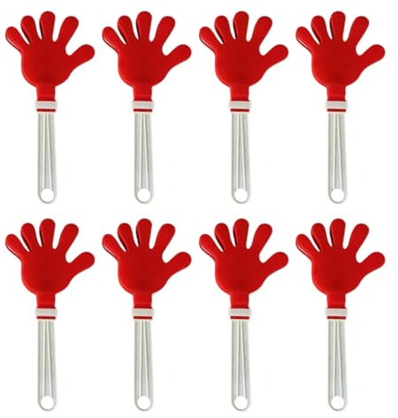 8 Pcs Hand Clappers, Colorful Plastic Noise Makers for Cheering (28cm,Red)