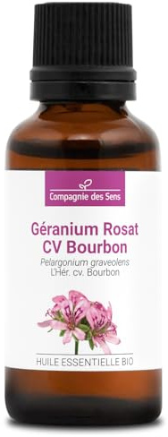 GÉRANIUM ROSAT CV BOURBON BIO - 30mL - Huile Essentielle de Qualité Premium - 100% Pure, Naturelle, Garantie ChromaCert - Chémotypée et Intégrale - La Compagnie des Sens