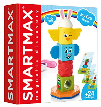 SMARTMAX - My First Totem, Magnetic Discovery Play Set with 24 Challenges, 7 Pieces, 1 1/5-5 Years