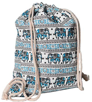 viva-adorno Damen Turnbeutel Sommer Rucksack Beutel Tasche Sportbeutel Canvas Gym Bag BT31