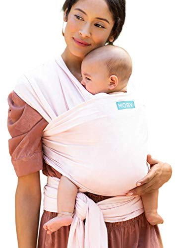 Moby Baby Wrap Carrier Classic for Newborns to Toddlers (8-33lbs), Infant Sling Carrier, Lightweight & Hands Free Design, Adjustable for All Body Types (Rose Quartz)
