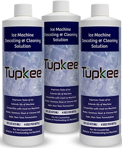 Tupkee Ice Machine Cleaner Nickel Safe - 16oz Ice Maker Cleaner, Universal for Affresh, Whirlpool 4396808, Manitowoc, Kitchenaid, Scotsman Ice Machine Cleaner and Sanitizer Descaler - Pack of 3
