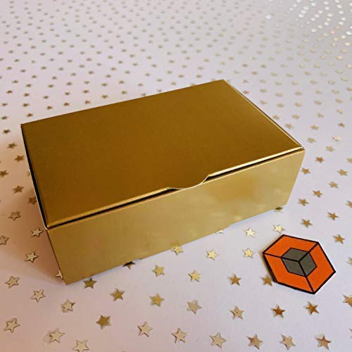 20 Premium White Lined single slice cake favour boxes 120x90x35mm (Antique Gold)