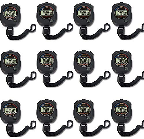 12 Pack Multi-Function Electronic Digital Sport Stopwatch Timer, Large Display with Date Time and Alarm Function,Suitable for Sports Coaches Fitness Coaches and Referees