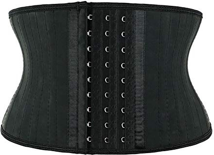 Atbuty Super kort överkropp midjetränare cincher korsett magformare, Svart (7 kort torso, 25 stålben), X-Small