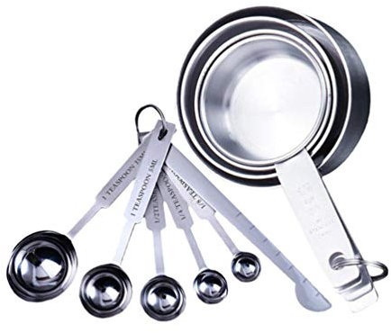 Cabilock 2juego Cucharas y Tazas Medidoras De Acero Inoxidable Mangos De Utensilios De Cocina Resistentes y Fáciles De Limpiar Para Café Té y Cocción