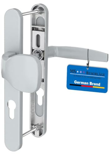MS Beschläge Schmalrahmengarnitur Silber pulverbeschichtet 72mm Langschildgarnitur Türdrücker PZ Lochung Wechselgarnitur Schutzbeschlag (Knopf/Drücker, Türstärke 39-54mm)